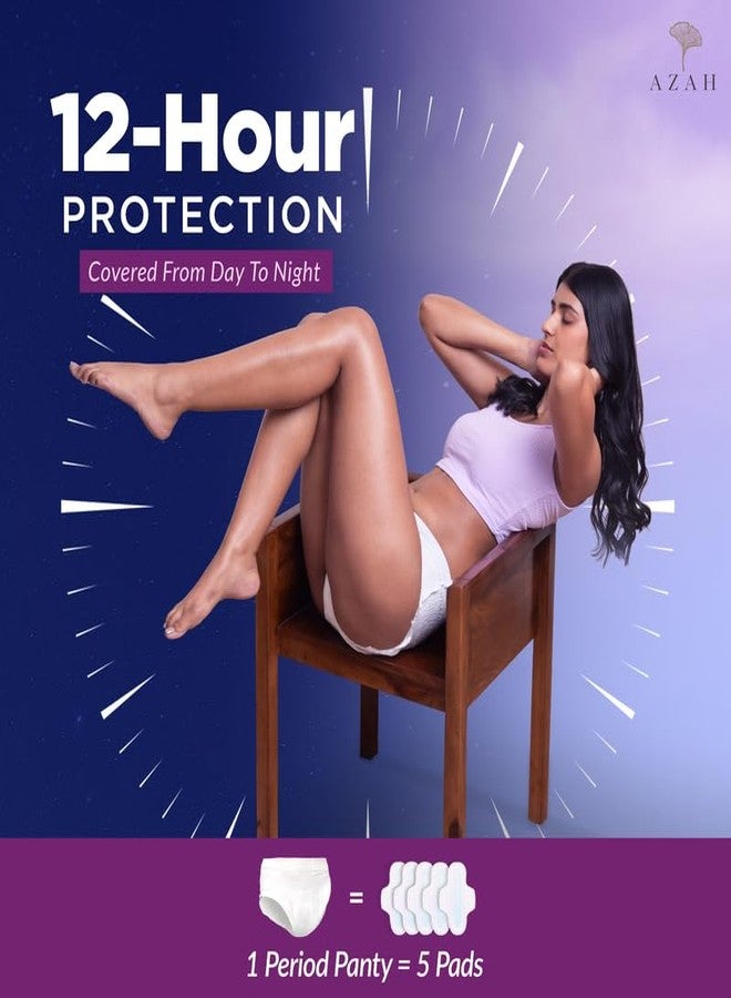 Azah Period Panty for Girls [L-XL, Pack of 5] | Leak Proof & Rash Free | Disposable Period Panty for Women Heavy Flow | 12 Hrs Protection | Super Absorbent 360° Coverage | All Night Protection - Image 3